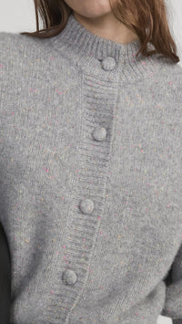 Frame The Cashmere Fleck Cardigan in Silver