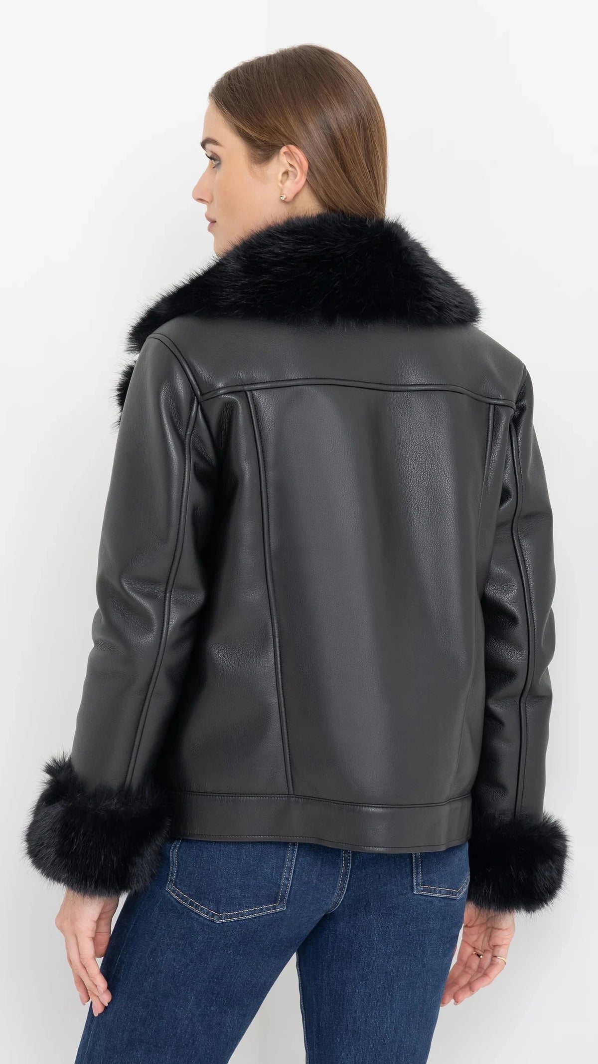 Generation Love Walt Faux Fur Shearling Moto Jacket in Black