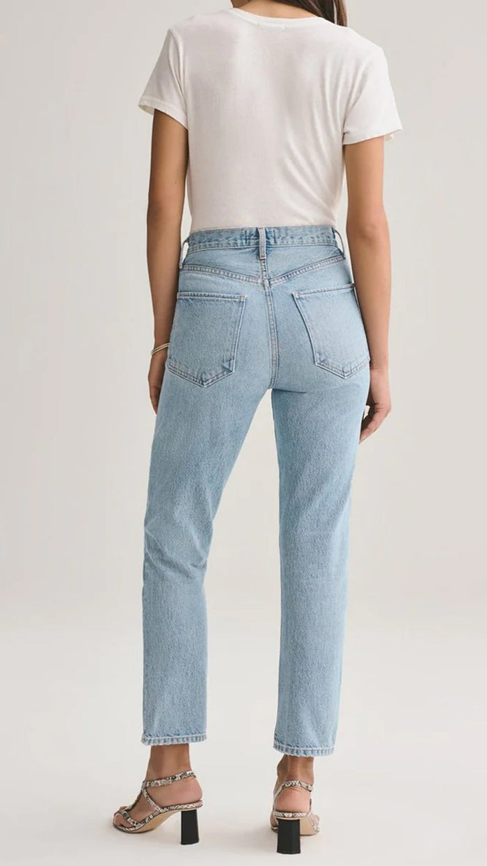 AGOLDE Denim Riley High Rise Straight Crop in Renewal