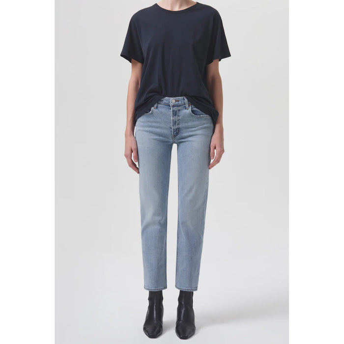AGOLDE Denim Kye Mid Rise Straight Crop with Stretch in Diversion
