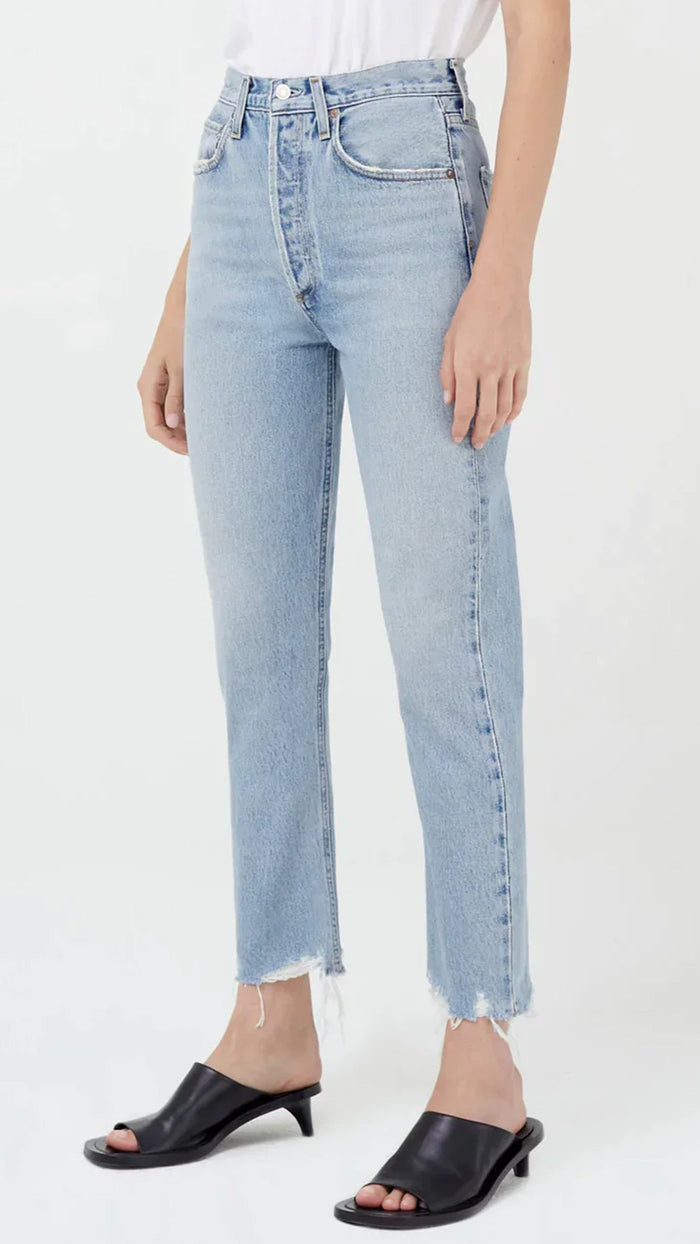 AGOLDE Denim Riley High Rise Straight Crop in Curio
