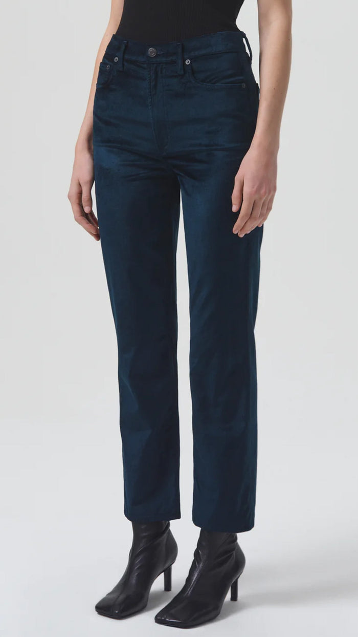 AGOLDE Denim Stovepipe Velvet High Rise Slim Straight in Blizzard