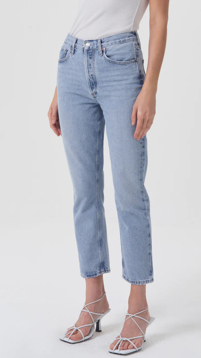 AGOLDE Denim Riley High Rise Straight Crop in Dimension