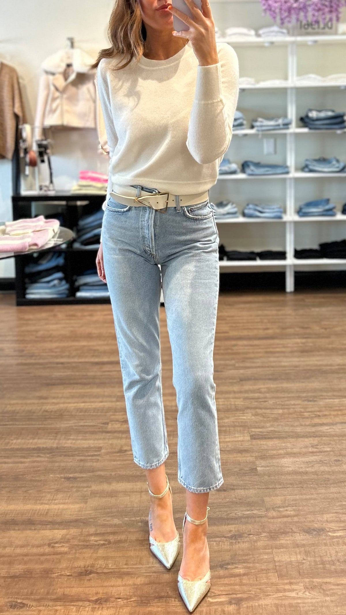 AGOLDE Denim Riley High Rise Straight Crop in Dimension