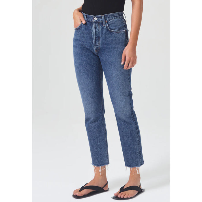 AGOLDE Denim Riley High Rise Straight Crop in Sphere