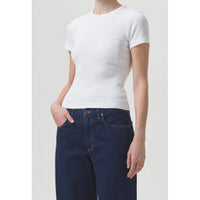 AGOLDE Denim Arlo Ribbed Tee in White