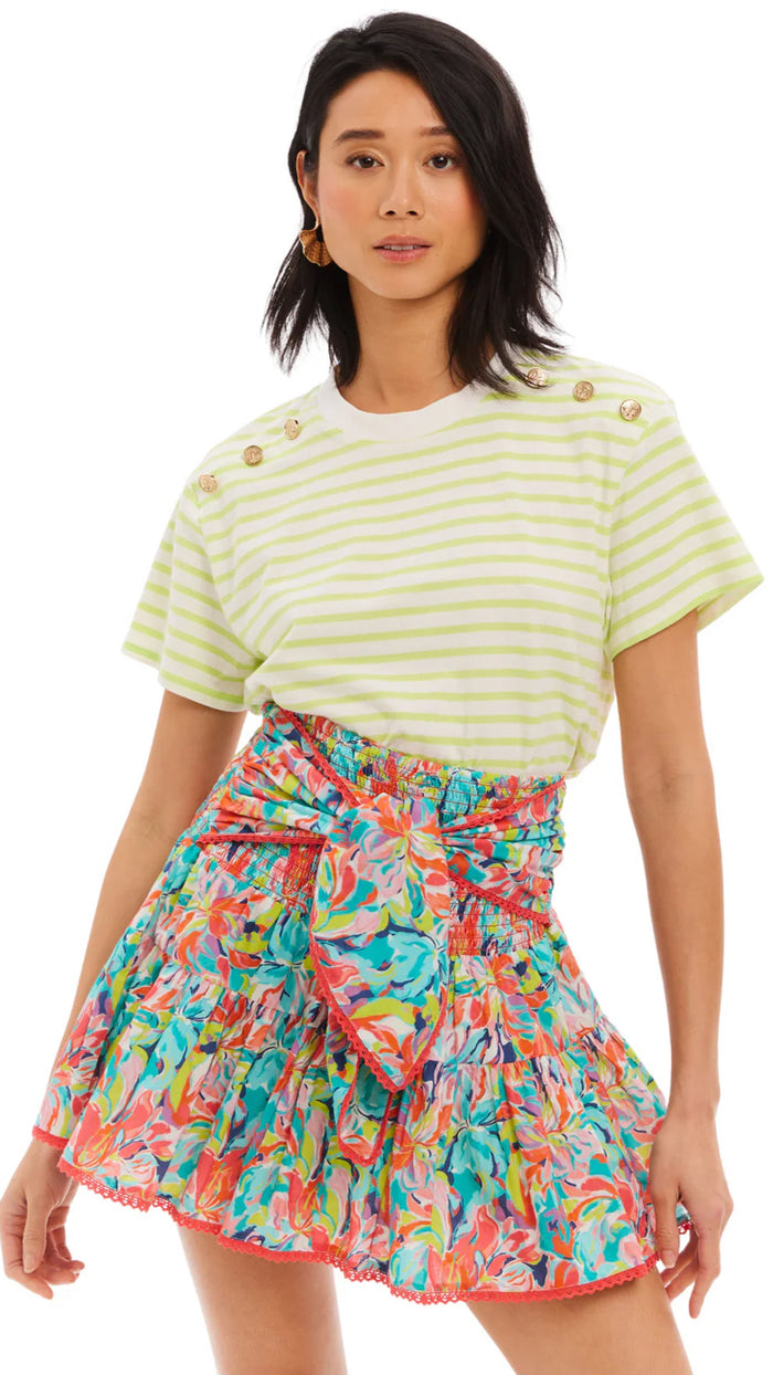 Allison New York Brooklyn Stripe Tee in Lime Stripe