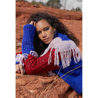 Allison New York Petra Fringe Sweater in Cobalt/Blush
