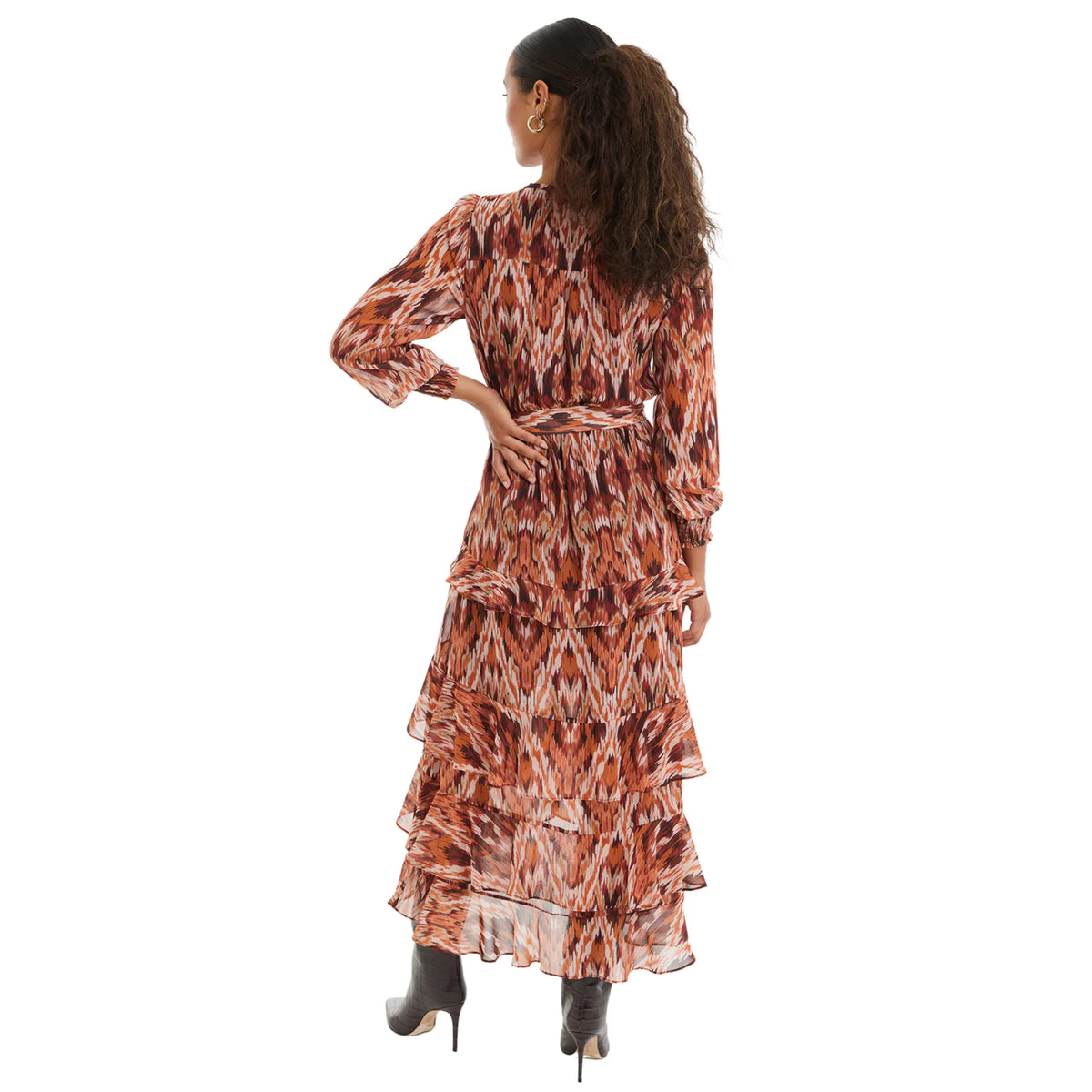 Allison New York Gemini Maxi Dress in Terracotta Ikat Print