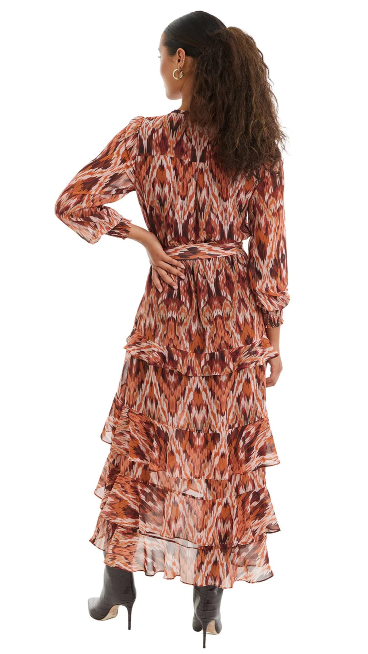 Allison New York Gemini Maxi Dress in Terracotta Ikat Print