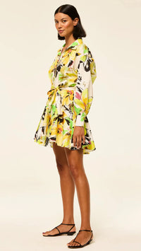 Misa Alora Long Sleeve Mini Shirt Dress in Lucent Blooms