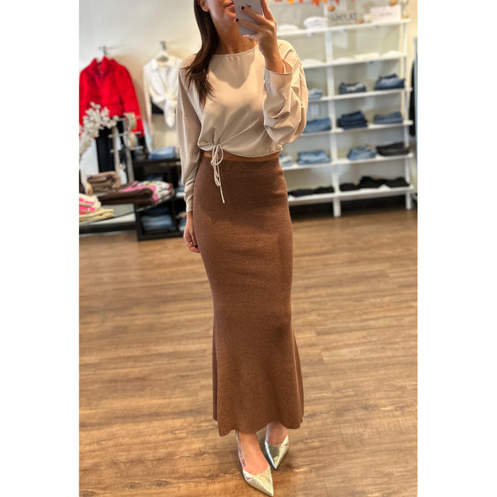 Amanda Uprichard Vanita Knit Skirt in Brown/Copper