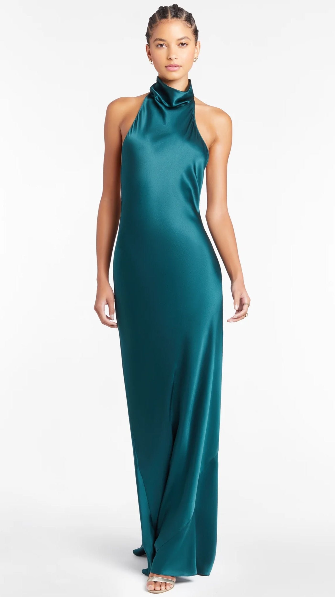 Amanda Uprichard Rainier Cowl Halter Gown in Conifer Suite 201 Amanda Uprichard Rainier Cowl Halter Gown in Conifer Suite 201