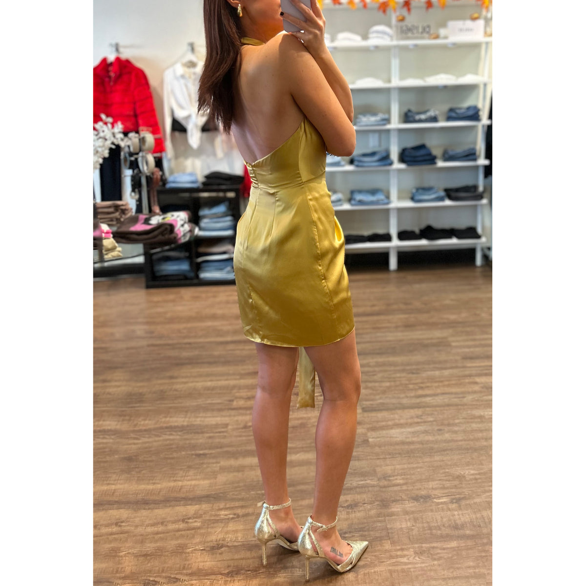 Amanda Uprichard Martine Cowl Halter Wrap Mini Dress in Tunisia