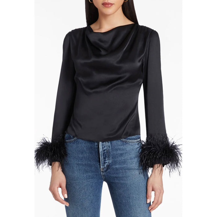 Amanda Uprichard Presley Feather Top in Black