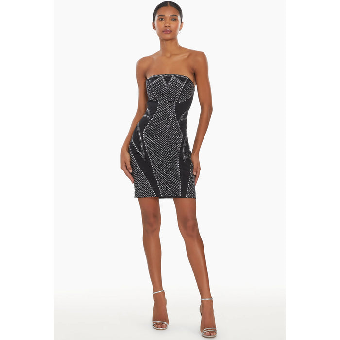 Amanda Uprichard Sparks Embellished Strapless Mini Dress in Black