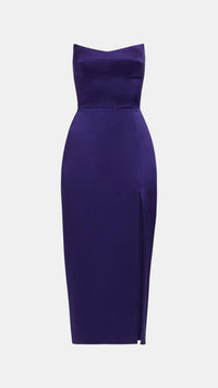 Amanda Uprichard Ivy Strapless Midi Dress in Blueberry
