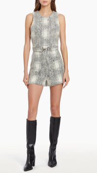 Amanda Uprichard Hazel Wool Belted Romper in Manderlay Wool