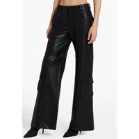 Amanda Uprichard Luca Faux Leather Cargos in Black