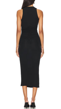Amanda Uprichard Kahlo Cowl Midi Dress in Black