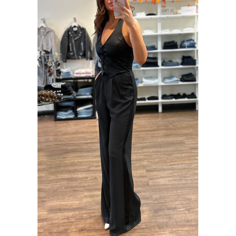 Amanda Uprichard Isadore Halter Jumpsuit in Black