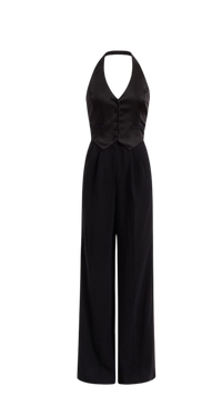 Amanda Uprichard Isadore Halter Jumpsuit in Black