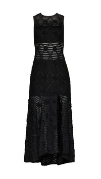 Amanda Uprichard Lauritta Floral Applique Maxi Dress in Black