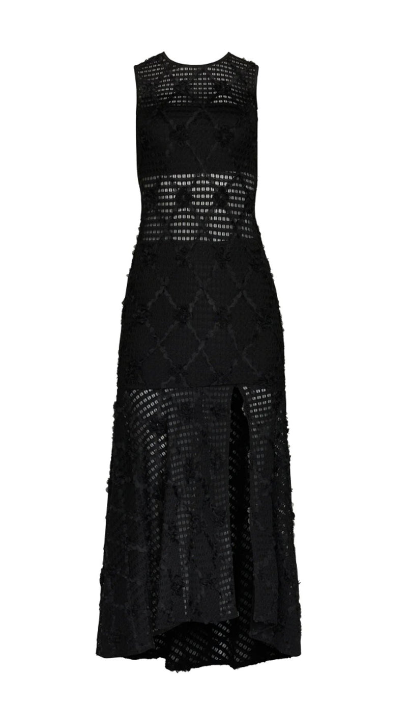 Amanda Uprichard Lauritta Floral Applique Maxi Dress in Black