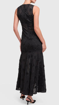 Amanda Uprichard Lauritta Floral Applique Maxi Dress in Black