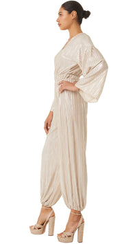 Misa Amina Pleated Jumpsuit in Ivory