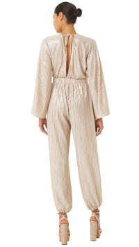 Misa Amina Pleated Jumpsuit in Ivory