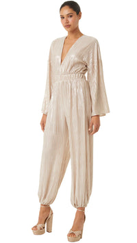 Misa Amina Pleated Jumpsuit in Ivory