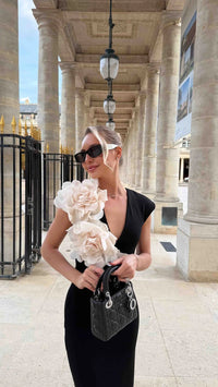 Elliatt Zahara Flower Shoulder Midi Dress in Black