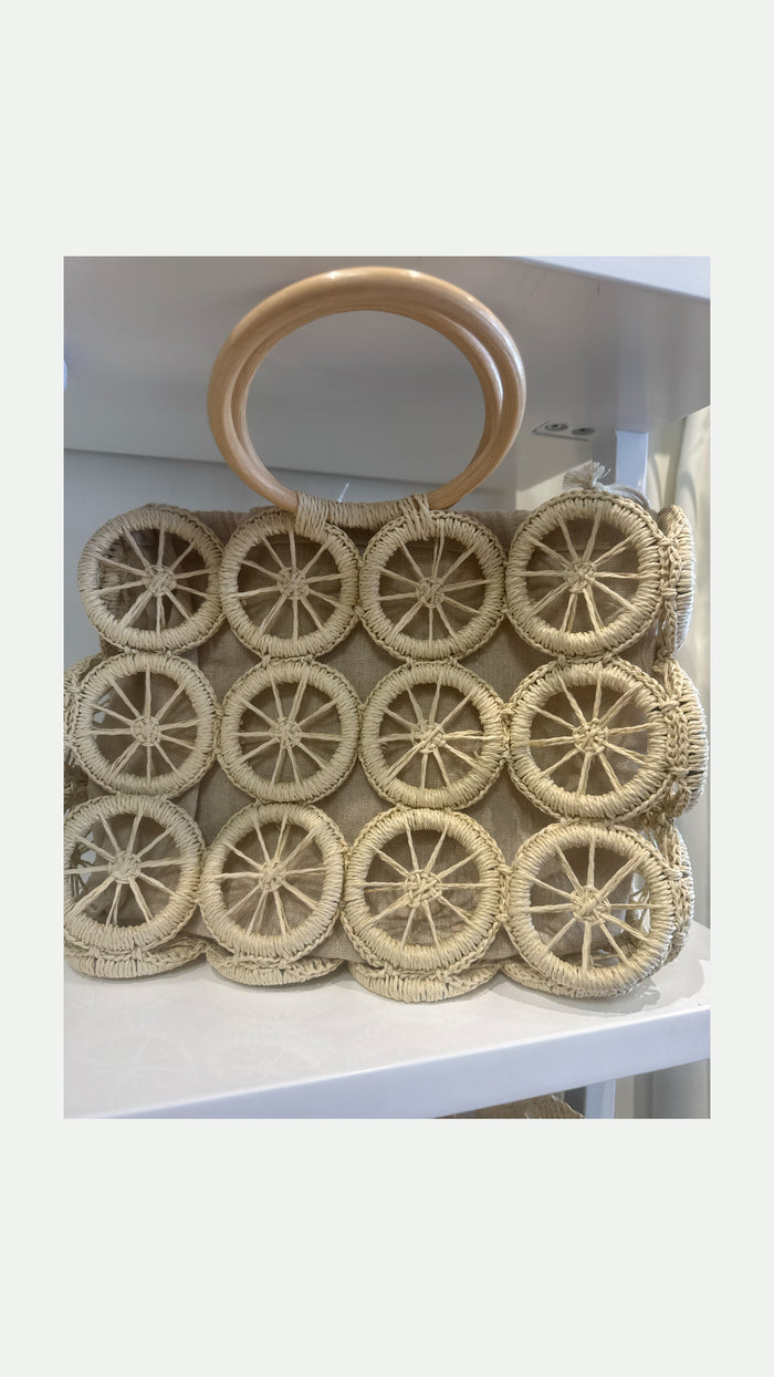 Suite201 Straw Circle Woven Beach Bag
