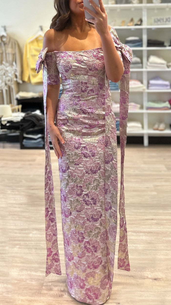 Black Halo Paisley Gown in Glowing Amethyst