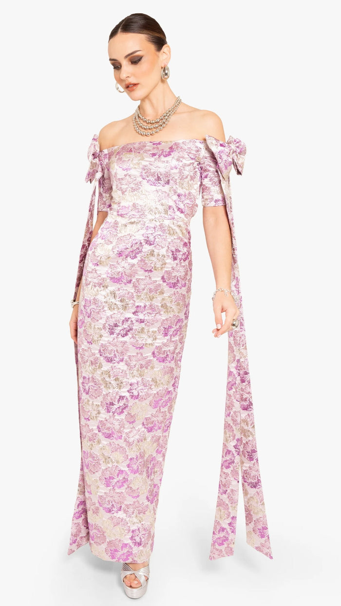 Black Halo Paisley Gown in Glowing Amethyst