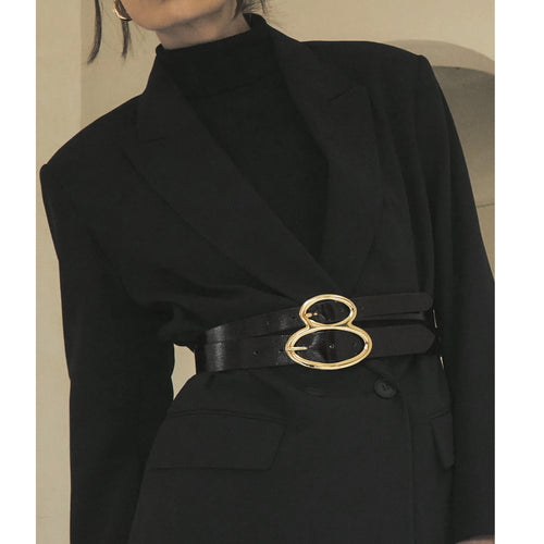B-Low The Belt Ophelia Gloss Leather Belt in Black/Gold