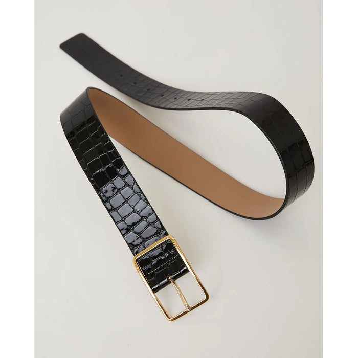 B-Low The Belt Milla Croco Belt in Black/Gold
