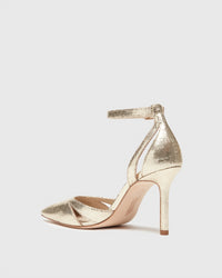 Paige Denim Simona Pump in Light Gold Metallic Leather