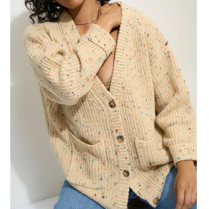 Callahan Knitwear The Cardigan in Creme Confetti