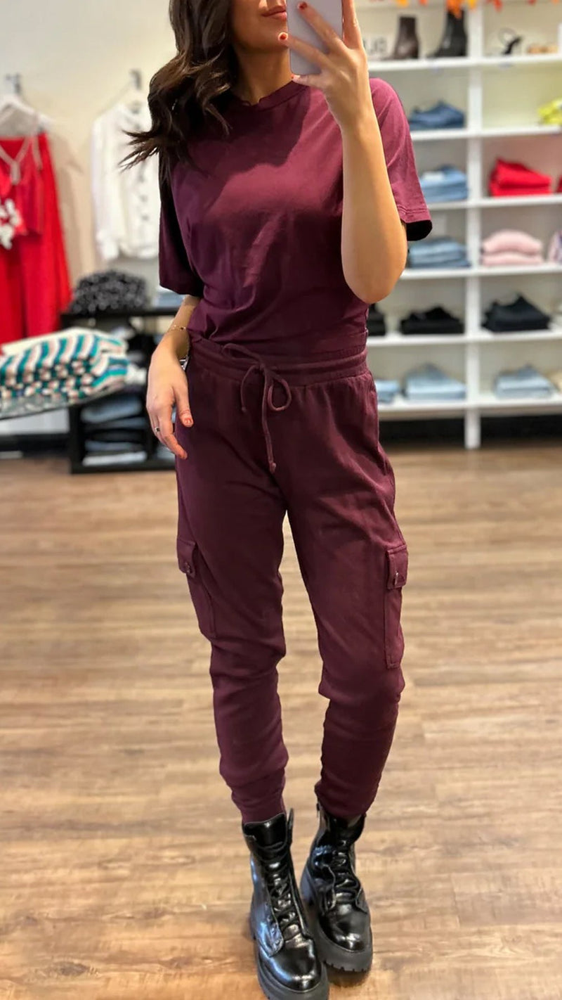 Michael Lauren Forester Kimono Sleeve Tee in Burgundy