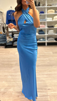 Amanda Uprichard Jade Halter Gown in Blue Jay