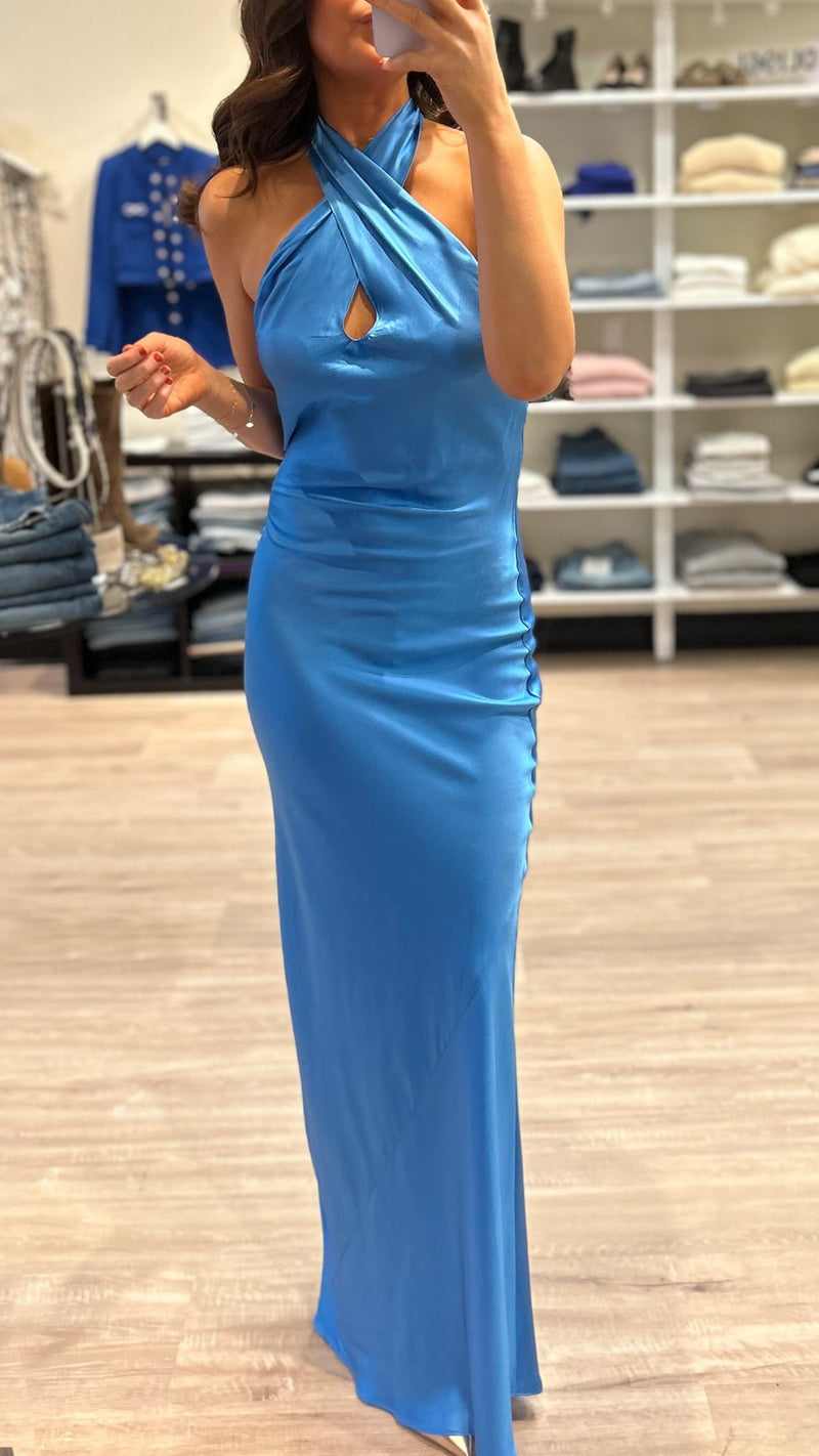 Amanda Uprichard Jade Halter Gown in Blue Jay