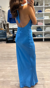 Amanda Uprichard Jade Halter Gown in Blue Jay