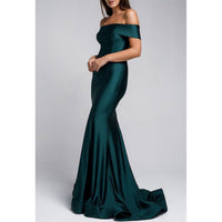 CD Off The Shoulder Gown in Emerald