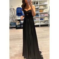 CD Strapless A-Line Satin Keyhole Gown in Black