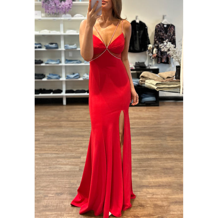 CD Crystal Mesh Gown in Red *ONLY AVAILABLE IN STORE*