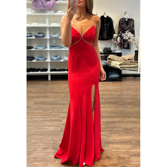 CD Crystal Mesh Gown in Red *ONLY AVAILABLE IN STORE*