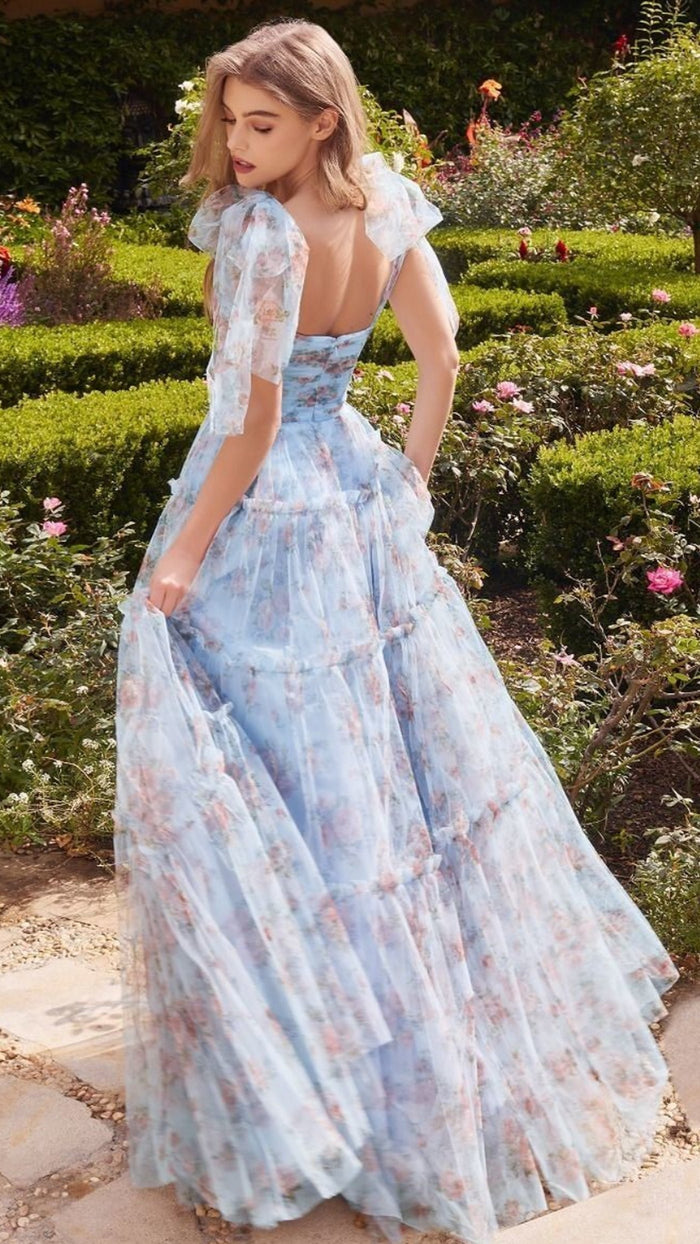 CD Layered Tulle Gown in Floral