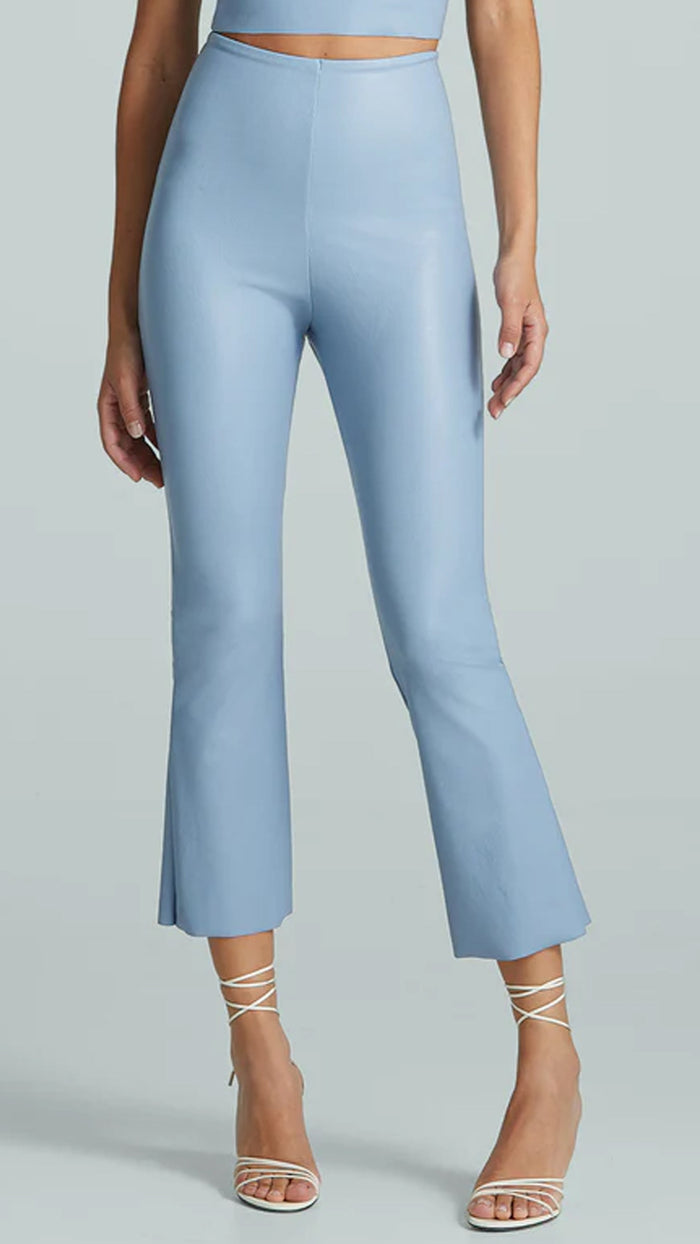 Commando Faux Leather Crop Flare in Vintage Blue